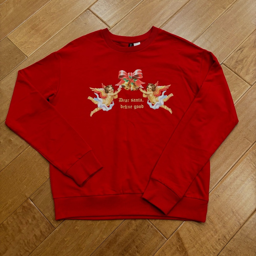 H&M Christmas Sweatshirt Size Small Red Angels